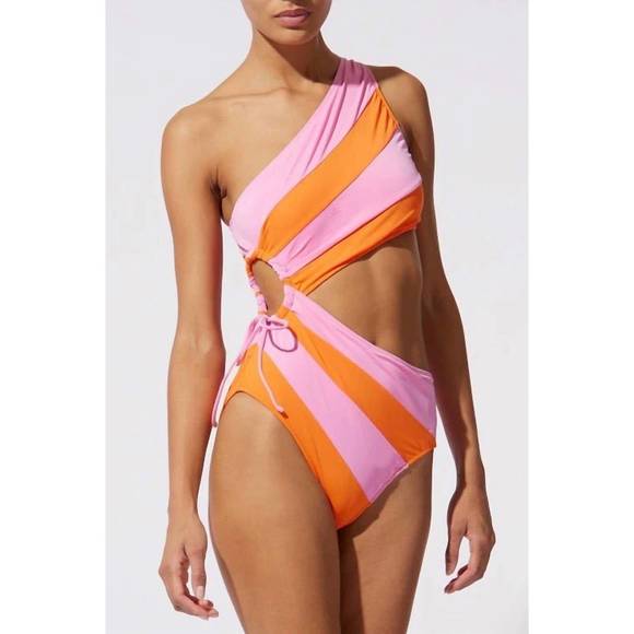 NEW SOLID & STRIPED the randall one piece swimsuit in pink/clementine - Picture 1 of 2